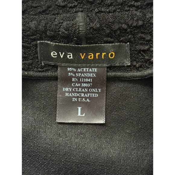 Eva Varro Black Textured Blazer Long Sleeve Jacket Cardigan Womens Size L - Picture 4 of 6
